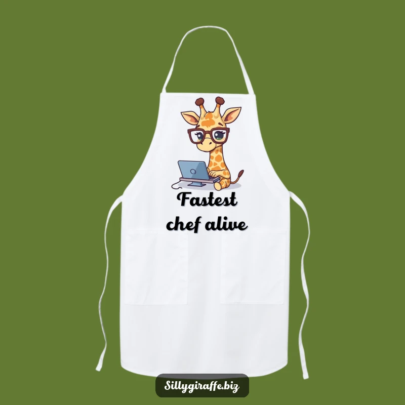 Funny Giraffe Typing Apron - Hilarious Chef's Companion for Kitchen Fun