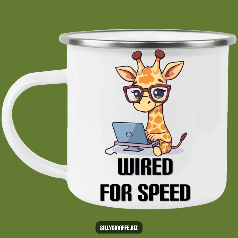Funny Giraffe Typing Camping Mug - Durable & Hilarious Outdoor Companion