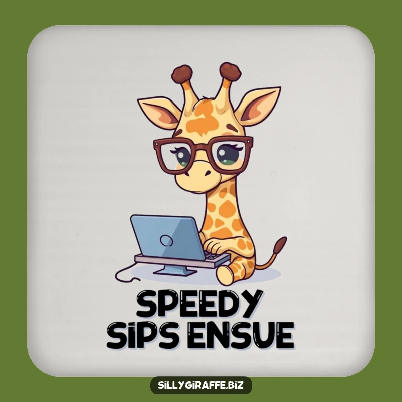 Funny Giraffe Typing Coaster - Protect Surfaces with Humorous Desk Art