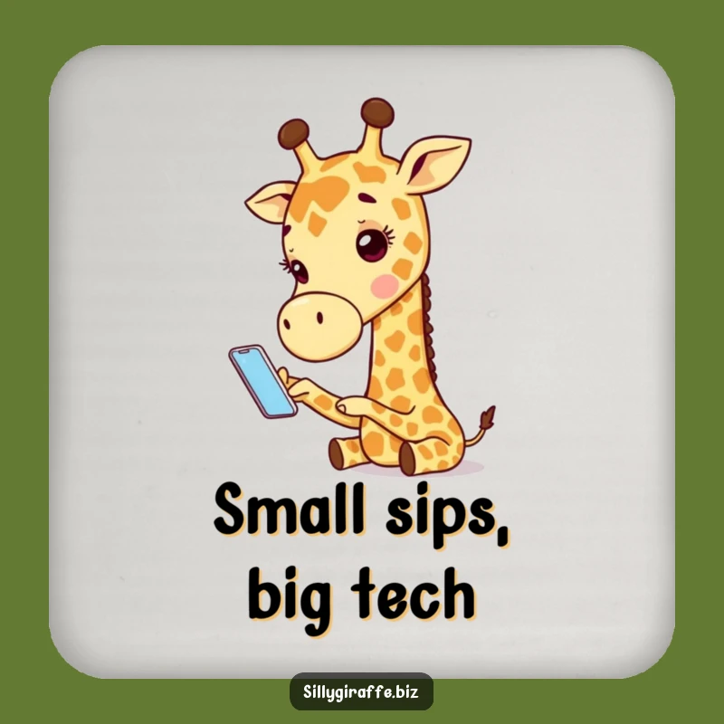 Funny Giraffe Phone Coaster - Protect Surfaces with Humorous Tech Art