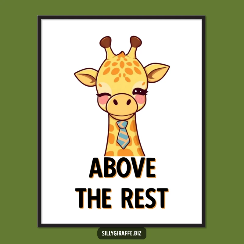 Funny Giraffe Tie Poster: Witty Office Art for Whimsical Decor & Gift