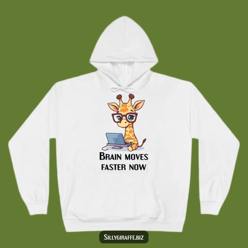 Funny Giraffe Typing Hoodie - Cozy & Hilarious Geeky Animal Gift for Comfort