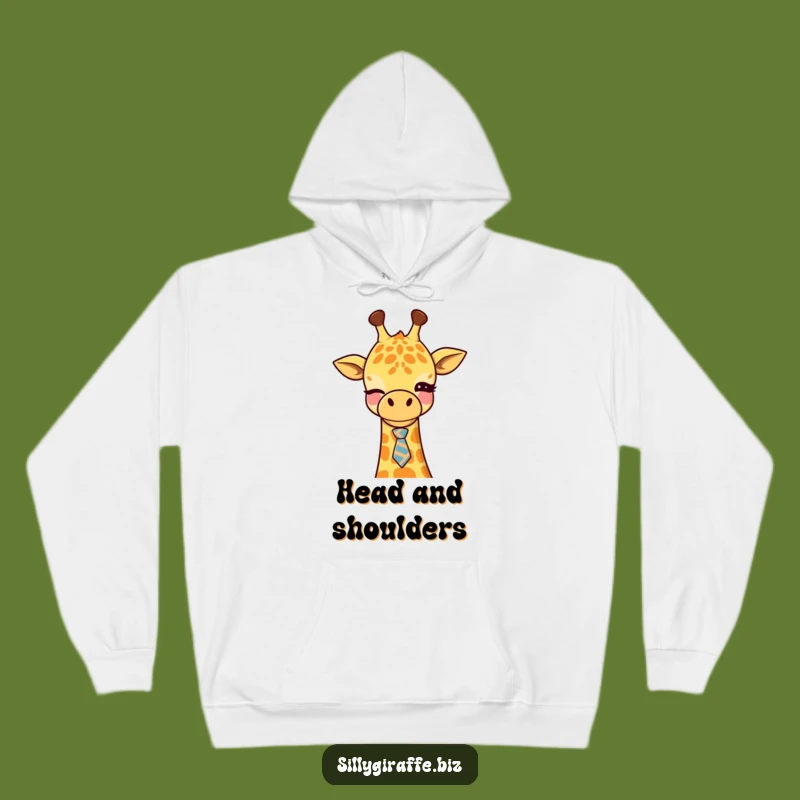 Funny Giraffe Tie Hoodie: Cozy Office Vibes with Winking Animal, Comfy Gift