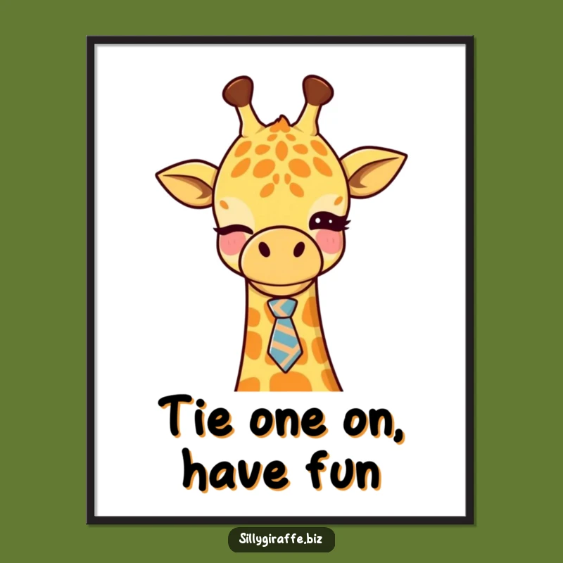 Free Printable Wall Art: Funny Kawaii Giraffe Tie, Witty Downloadable Decor