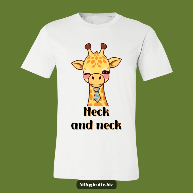 Funny Giraffe Tie T-Shirt: Winking Office Worker for a Great Funny Gift Tee